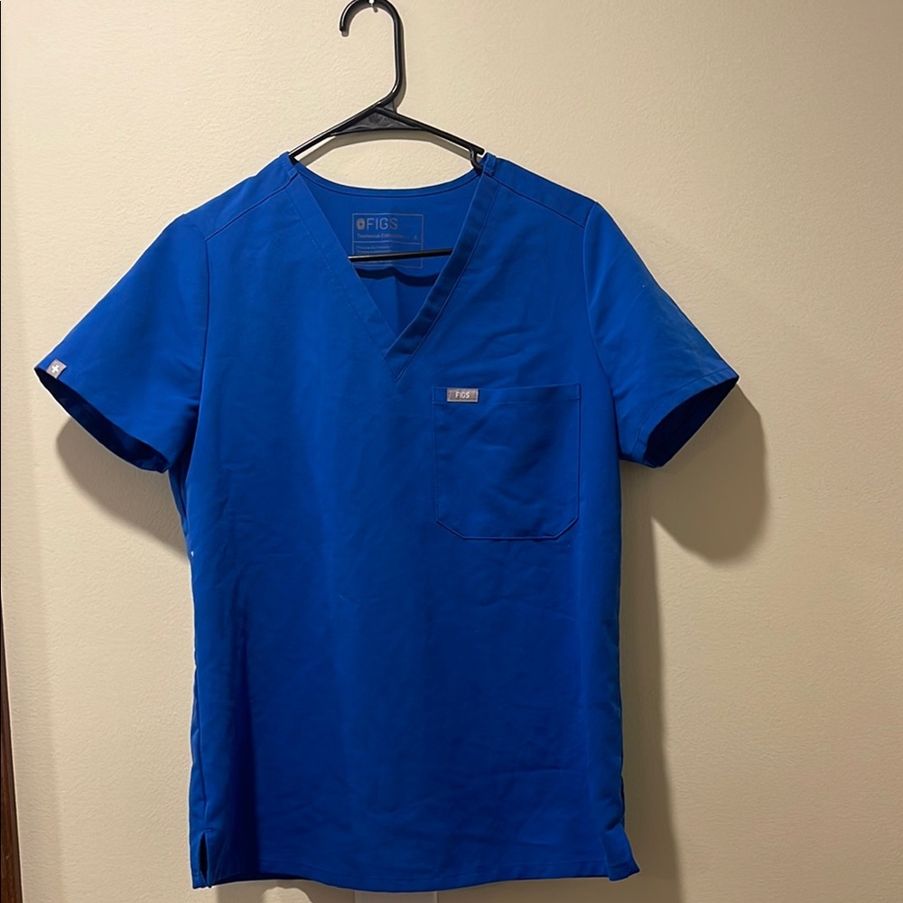 Figs Blue V-Neck Scrub Shirt